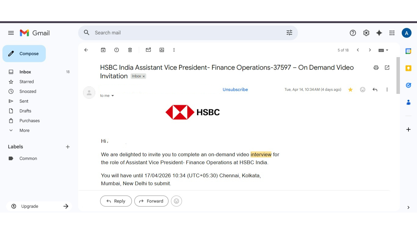 HSBC India interview